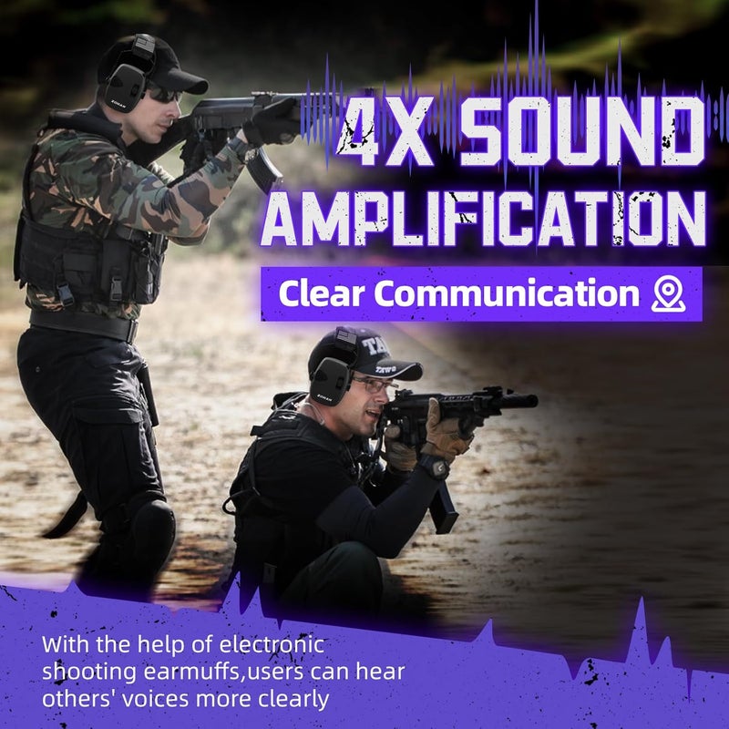 Zohan Electronic Shooting Earmuffs, Hearing Protection Shooters, NRR 23dB Noise Reduction Gun Range Ear Protection Headphones - Image 3
